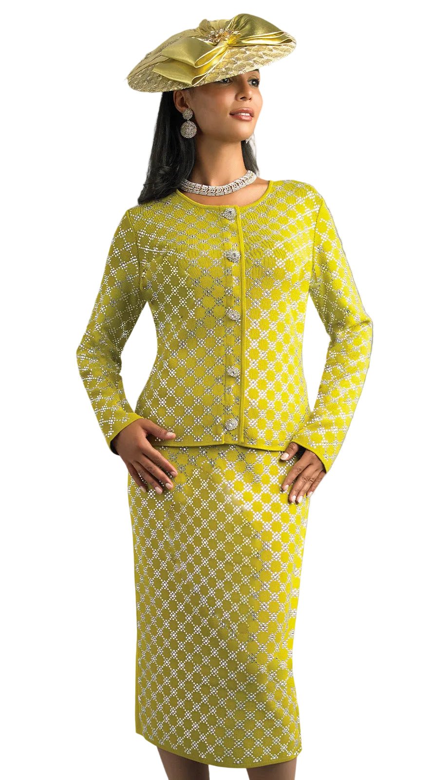 Elegant Lattice Knit Skirt Suit by Lily & Taylor - Especially Yours