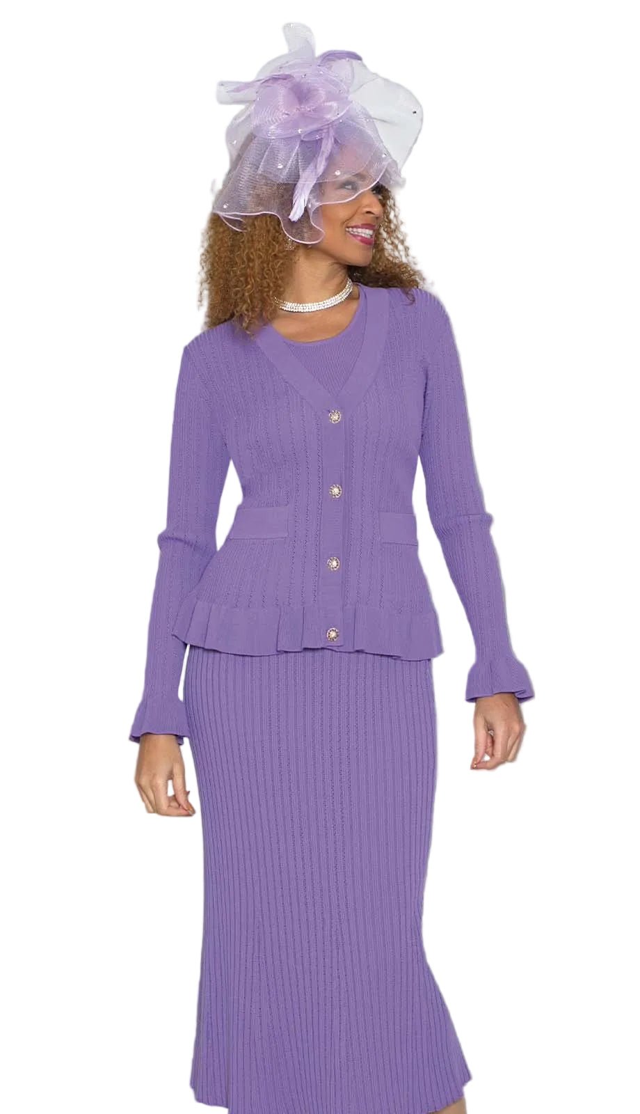 Lily & Taylor Ribbed Peplum Knit Skirt Set in Brilliant by Lily & Taylor - Especially Yours