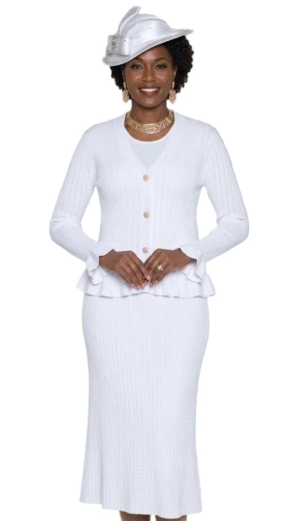 Lily & Taylor Ribbed Peplum Knit Skirt Set in Brilliant by Lily & Taylor - Especially Yours