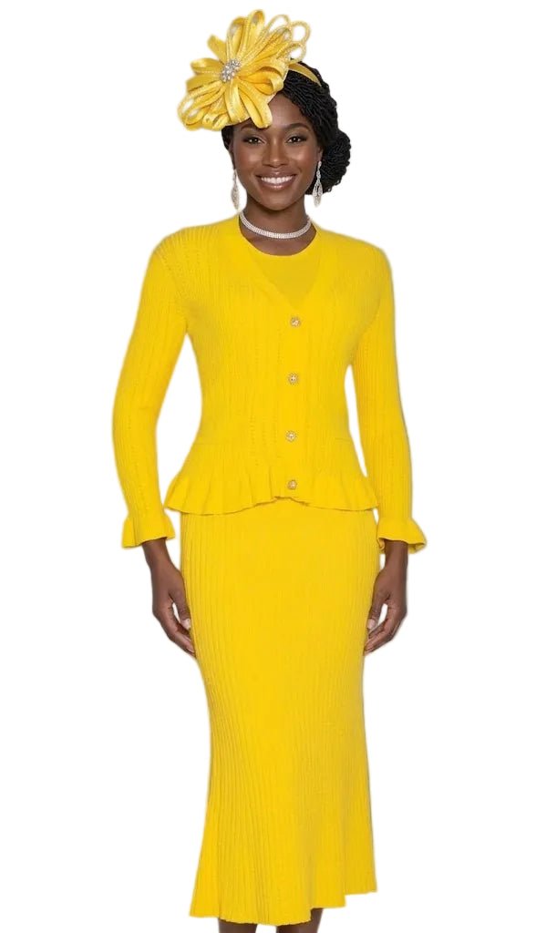 Lily & Taylor Ribbed Peplum Knit Skirt Set in Brilliant by Lily & Taylor - Especially Yours