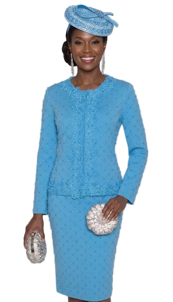 Embellished Knit Skirt Suit in Rose by Lily & Taylor - Especially Yours