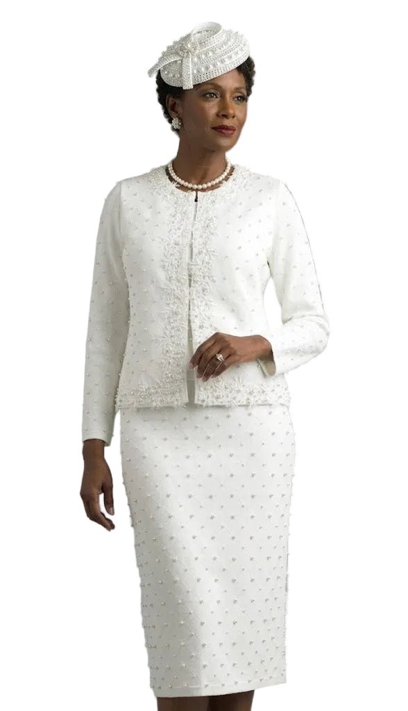 Embellished Knit Skirt Suit in Rose by Lily & Taylor - Especially Yours