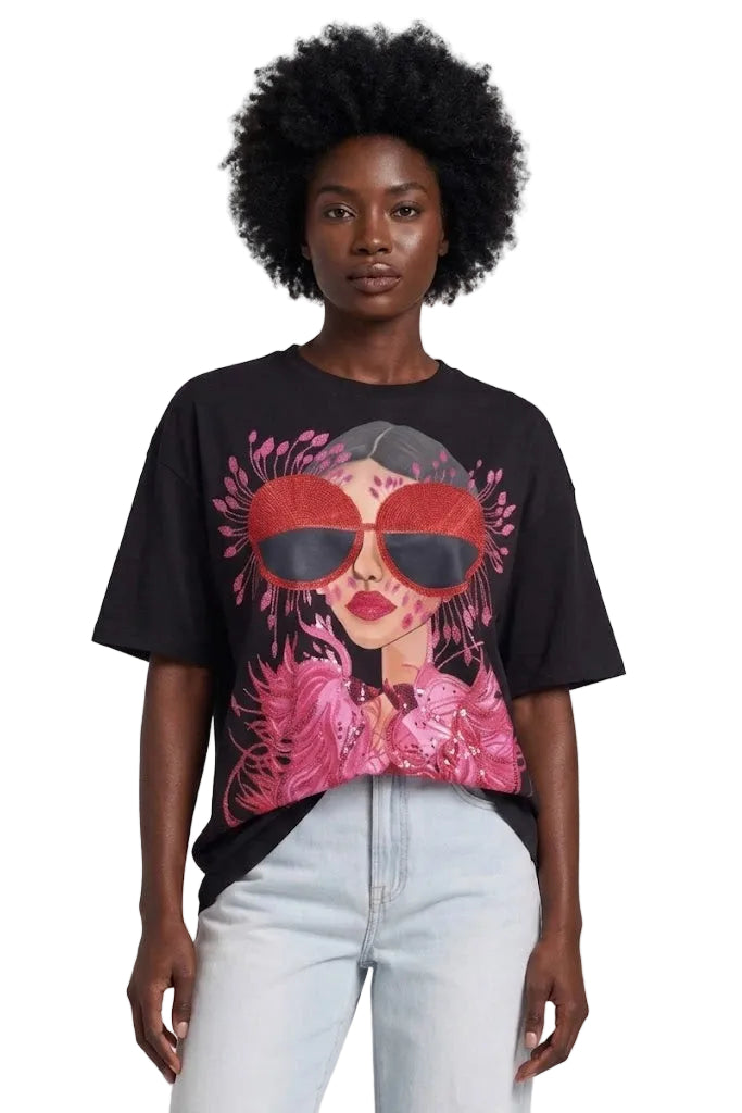 Glam Girl Graphic Oversized T-Shirt -82527