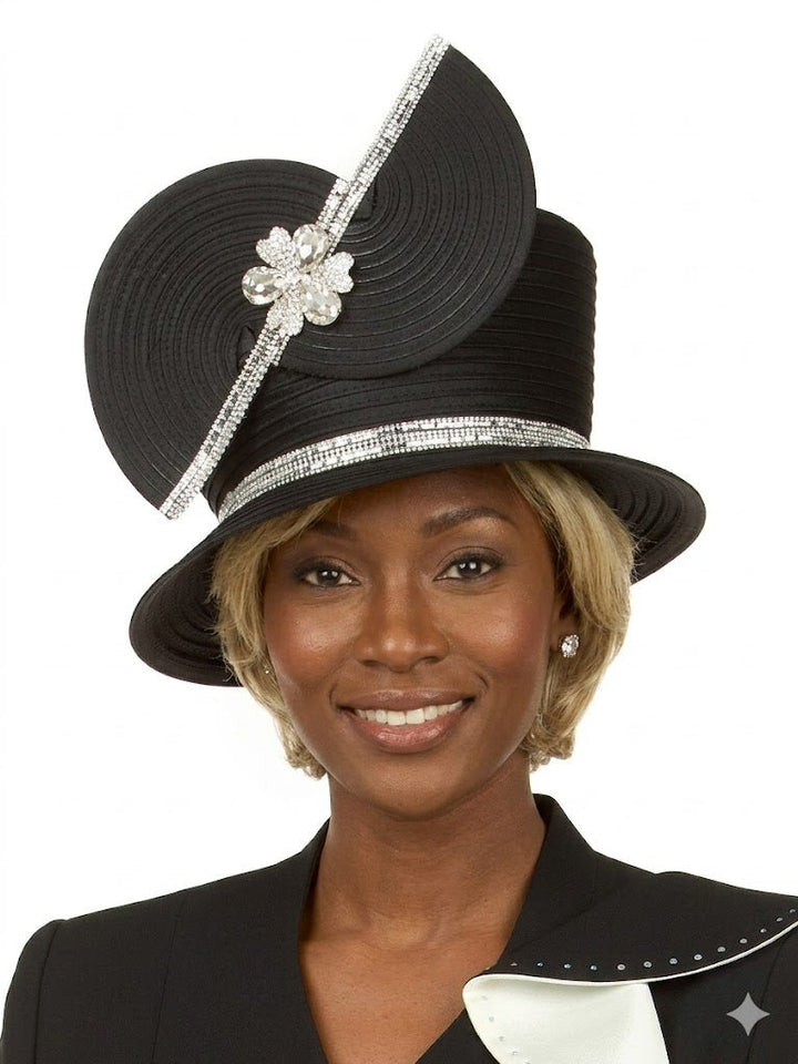 Couture Swirl Accent Jeweled Med Brim Hat - Especially Yours