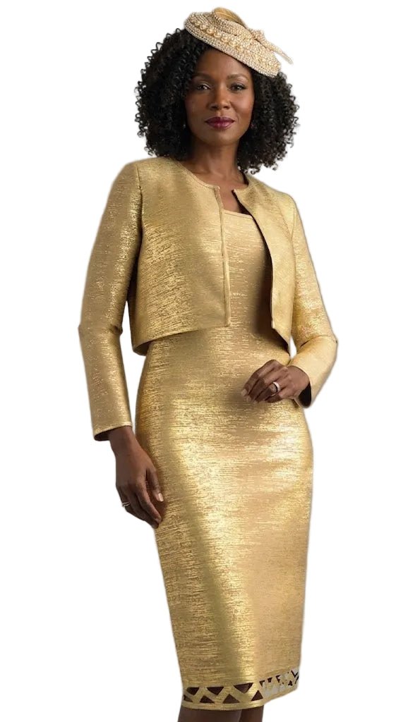 Golden Hour Metallic Jacket & Sheath Dress Set by Lily & Taylor - Especially Yours