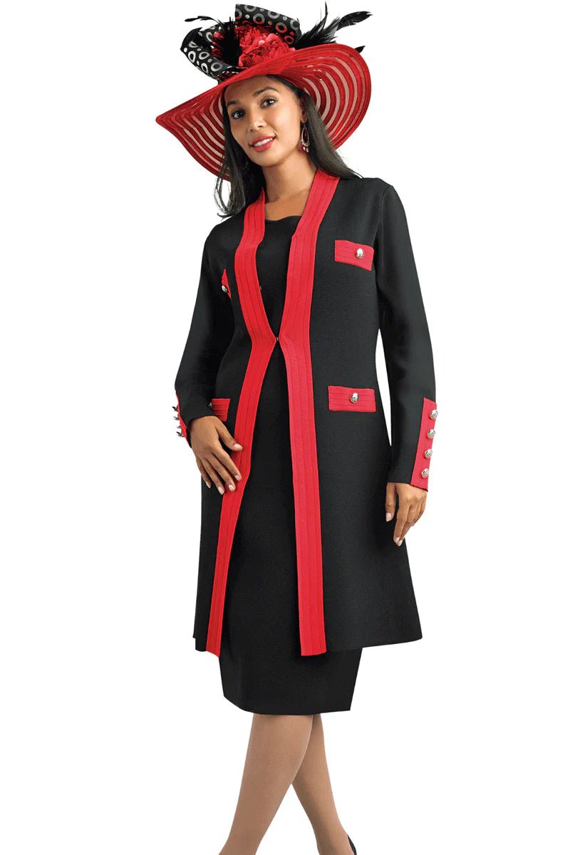 Contrast Trim Knit Longline Jacket & Sheath Dress Set by Lily & Taylor - Especially Yours