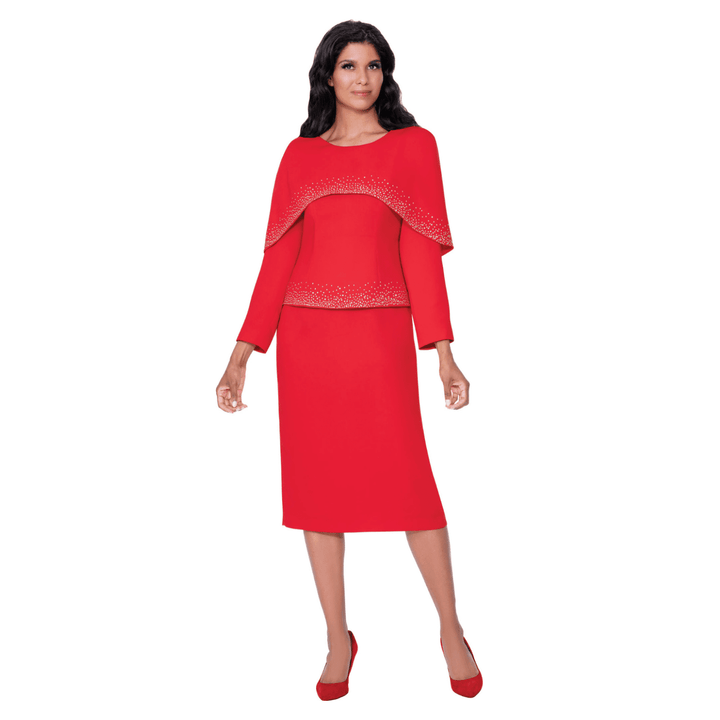 Crepe Skirt Set with Sparkle Trimmed Capelet Top SL600642 - Especially Yours