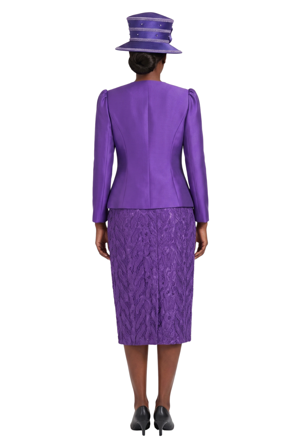 2pc Silky Twill Jkt + Sequined Lace Skirt Suit - P