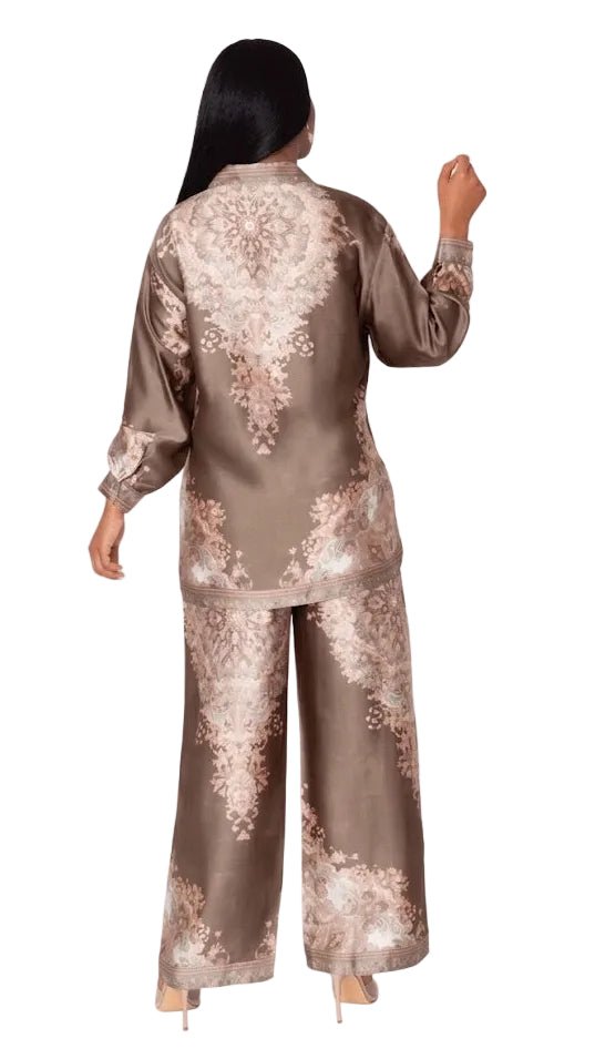 Baroque Print Satin Pant Set -82895 - Especially Yours