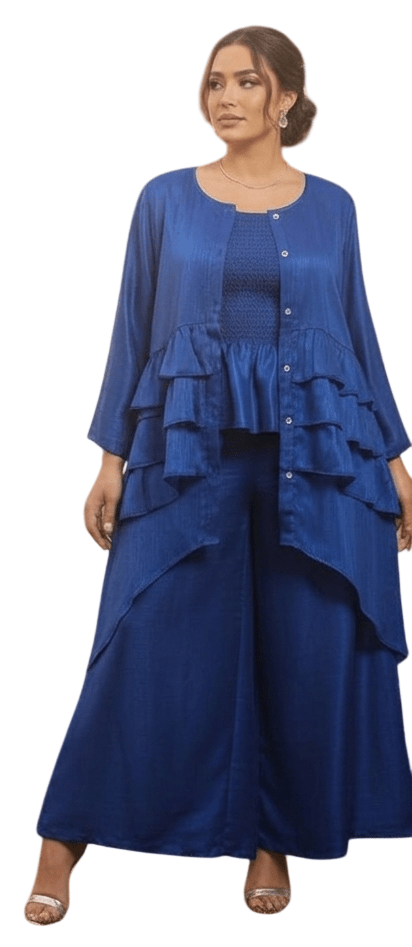 Tiered Ruffle Duster & Wide - Leg Palazzo Set - Especially Yours