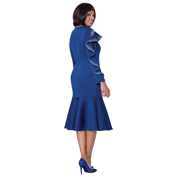 Light Scuba Mermaid Dress with Ruffles and Rhinestones 100441