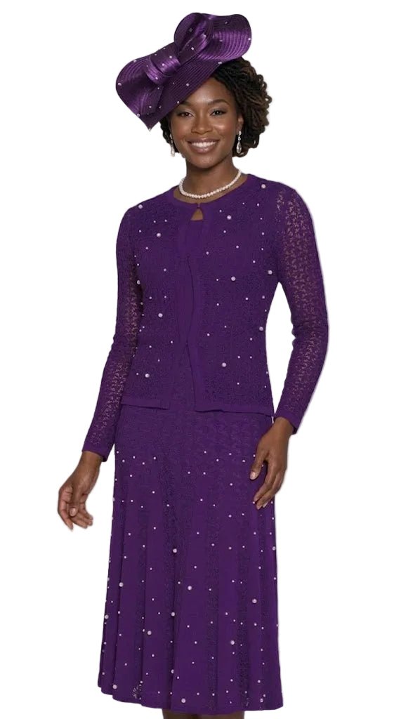Royal Purple Knit Two - Piece Pearl Set by Lily & Taylor - Especially Yours