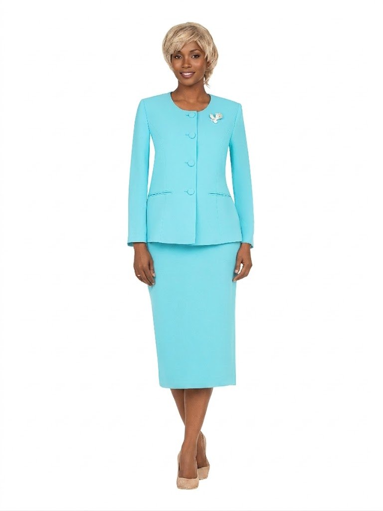 Classic Tailored 2 - Piece Skirt Suit with Brooch - Especially Yours