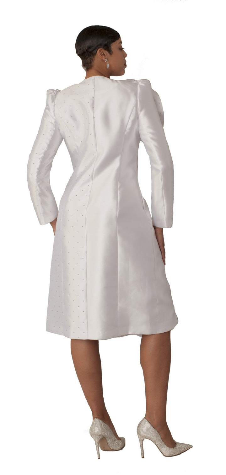 Pearl - Studded Floral Appliqué Coat Dress - 9751 - Especially Yours