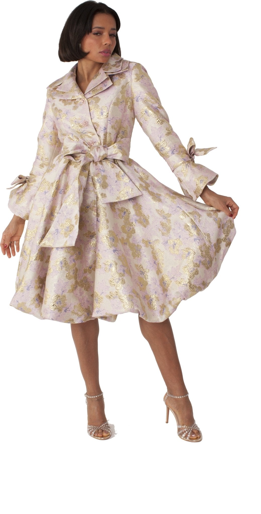 Metallic Floral Jacquard Coat Dress - 9757 - Especially Yours