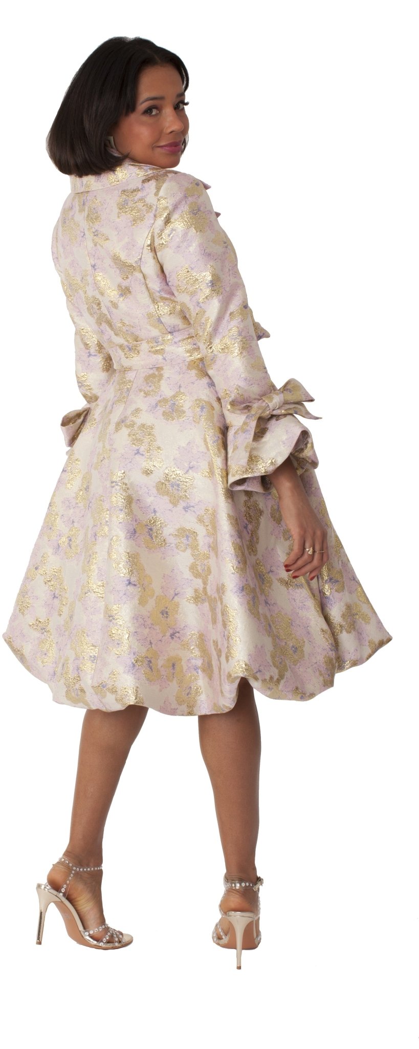 Metallic Floral Jacquard Coat Dress - 9757 - Especially Yours