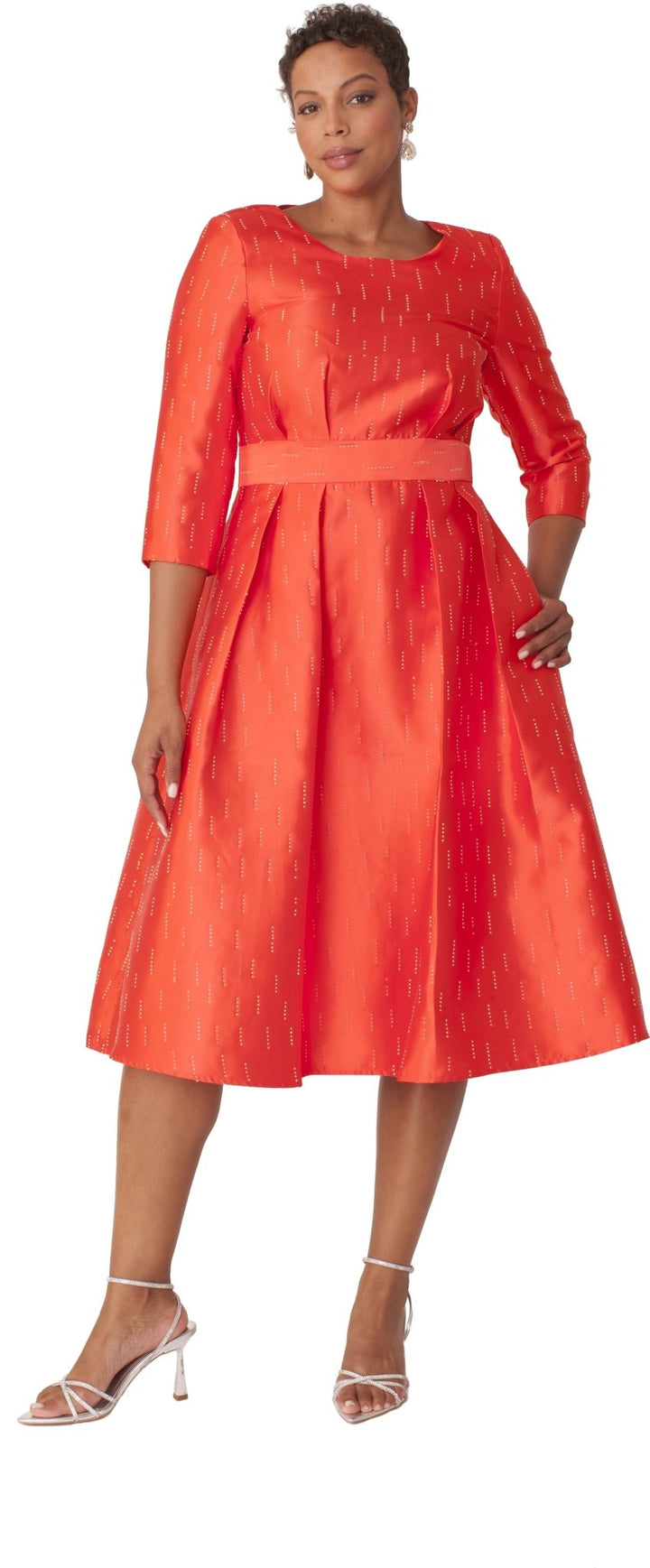 Shimmer A - Line Tea Length Dress - 9763 - Especially Yours