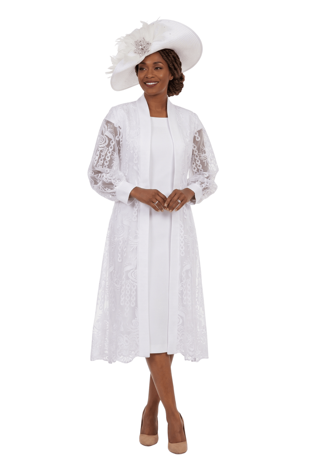 2pc Midi Dress w/ Sheer Lace Overlay Jacket - Especially Yours