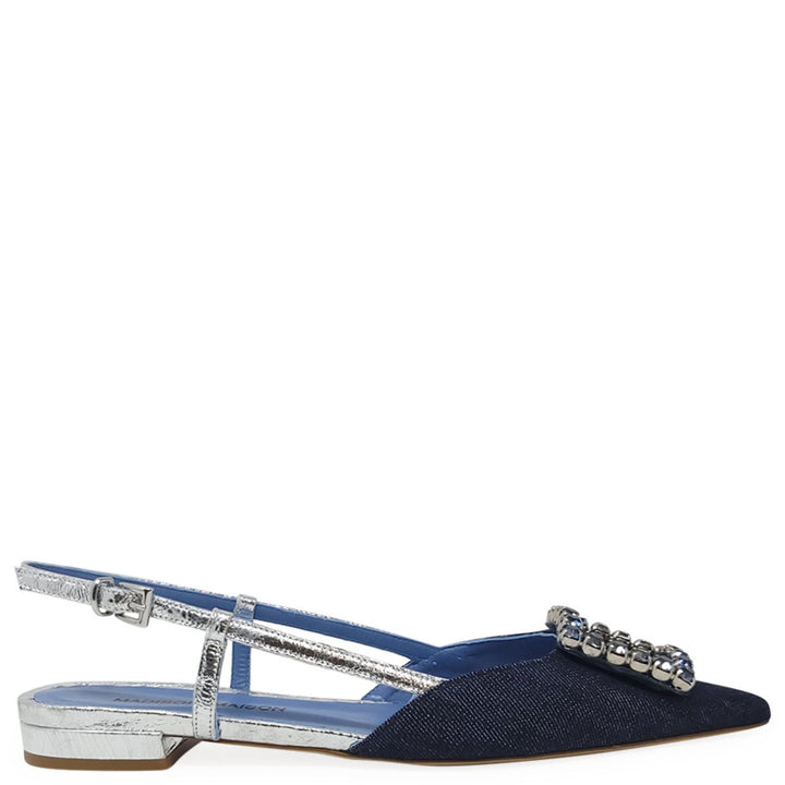 Denim/Silver Sling Back Flat - Especially Yours