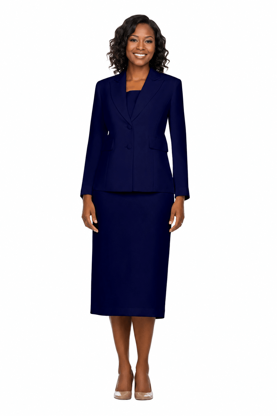 Classic Two-Button Blazer&Midi Skirt Suit-Plus - Especially Yours