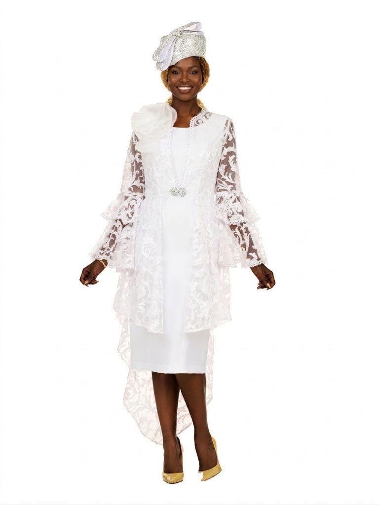Lace Hi - Lo 2pc Jkt Dress w/ Flounce Sleeves - Plus - Especially Yours