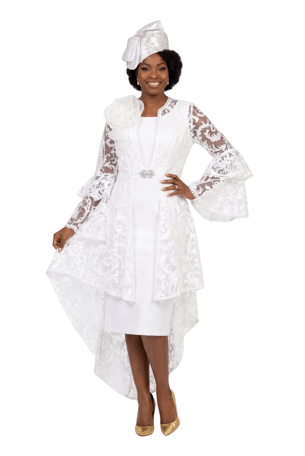 Lace Hi - Lo 2pc Jkt Dress w/ Flounce Sleeves - Plus - Especially Yours