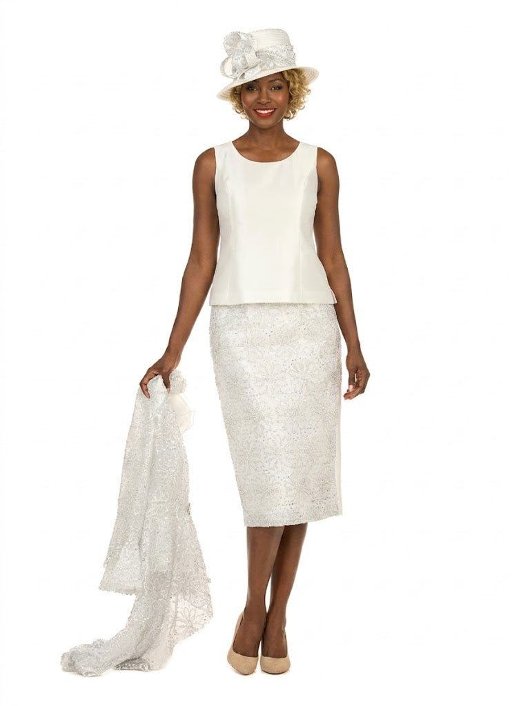 3pc Lace Peplum Skirt Suit w/ Asymmetric Jkt - Plus - Especially Yours