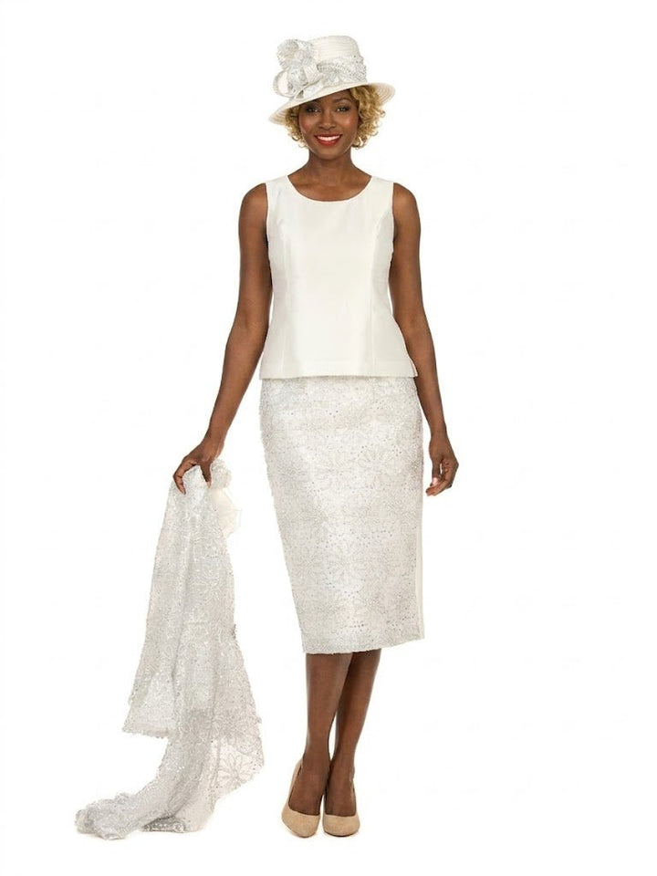3pc Lace Peplum Skirt Suit w/ Asymmetric Jkt - Plus - Especially Yours