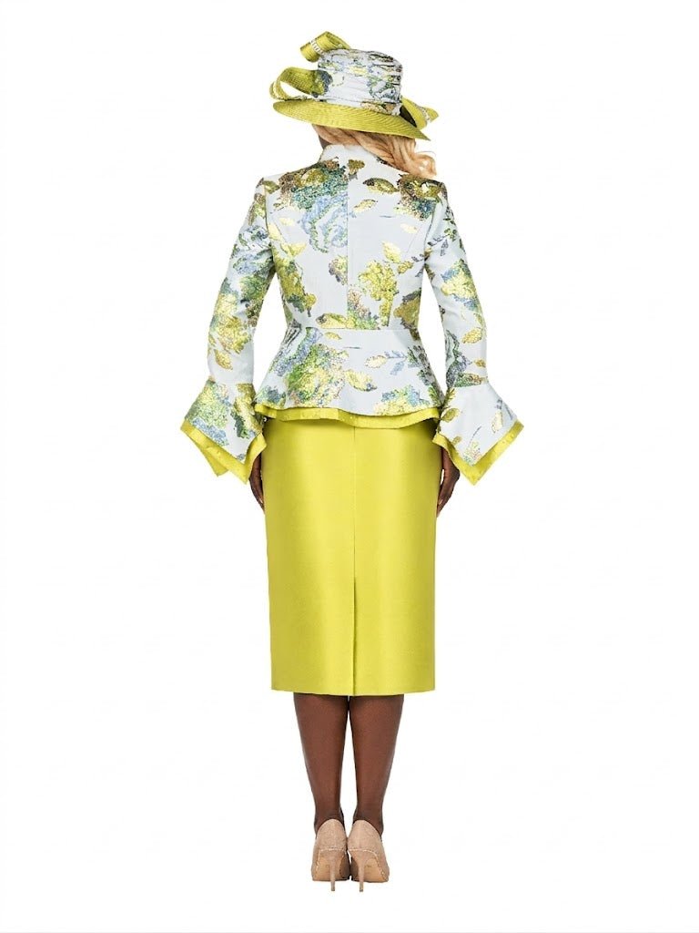 Floral Brocade 3pc Skirt Suit w/ Peplum Jkt - Plus - Especially Yours
