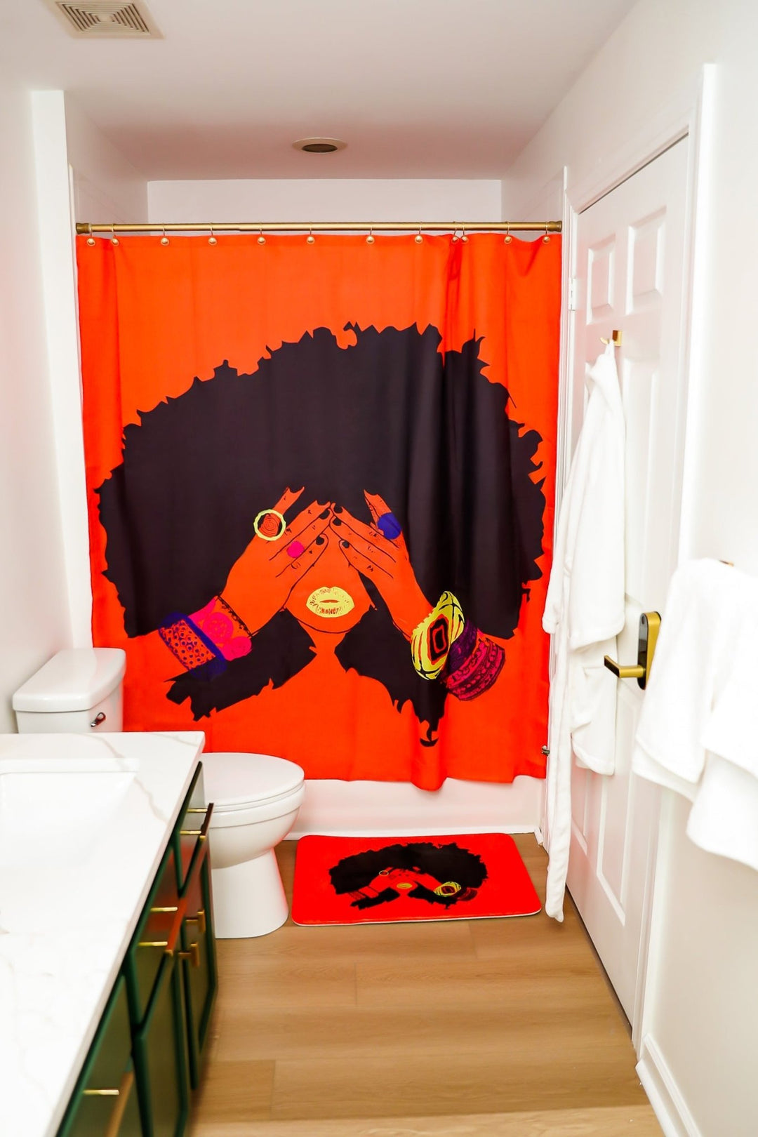 Shanell Orange Shower Curtain - Especially Yours