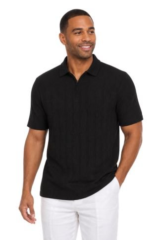 Men's Premium Stylish Polo Shirt with Modern Textured Pattern and Zipper Neckline - Especially Yours