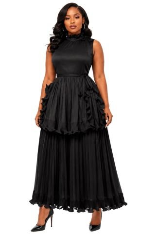 Ruffle Tiered Pleated Midi Dress - 83007 - Especially Yours