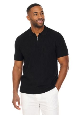 Men's Stylish Premium Knit Textured Polo Shirt with Stripe Accents - Especially Yours