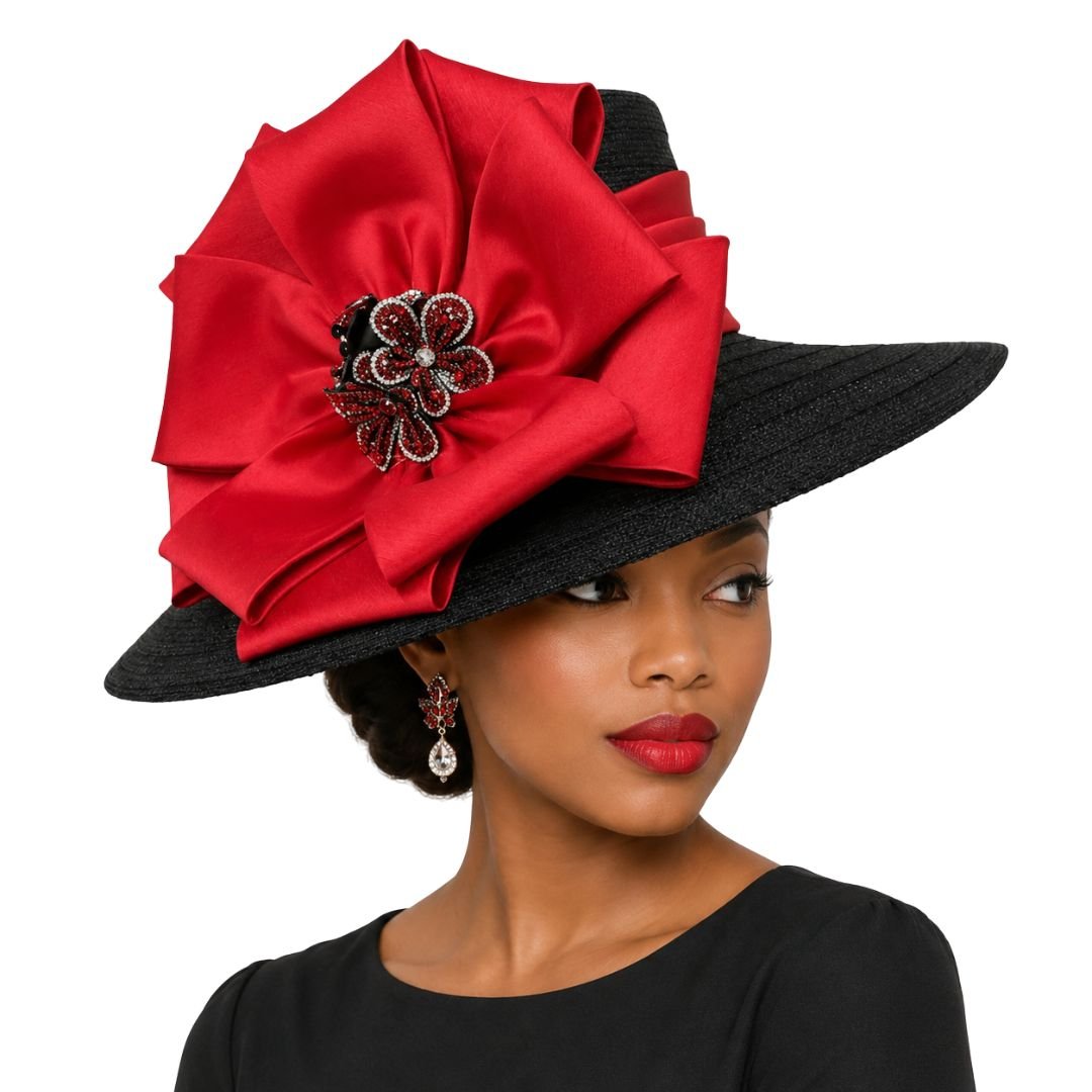 Carmen Wide Brim Satin Bow Church Hat - Whittall & Shon - Especially Yours