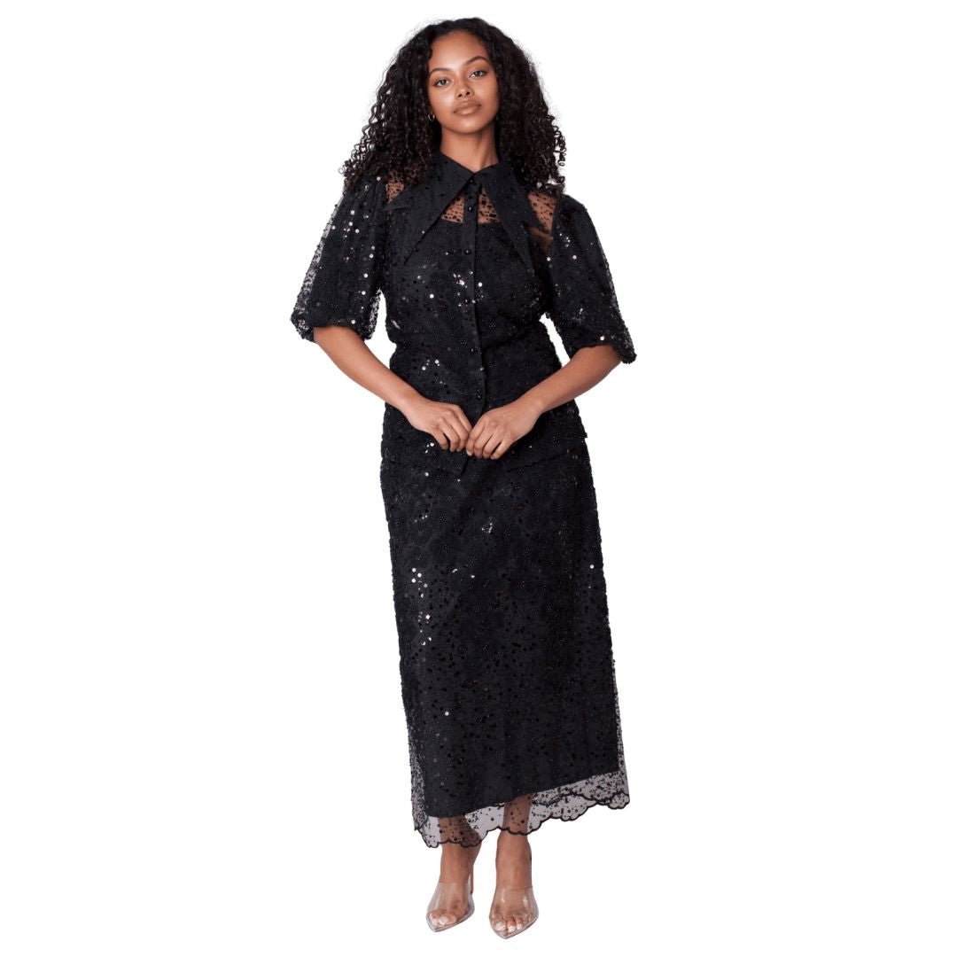 Embroidered Sequin Organza Skirt Set - 82904 - Especially Yours