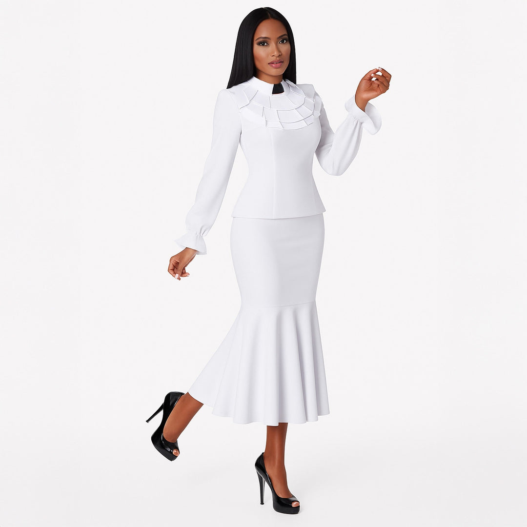Plus Size Two - Piece Ruffle Church Set - 4601W - Especially Yours