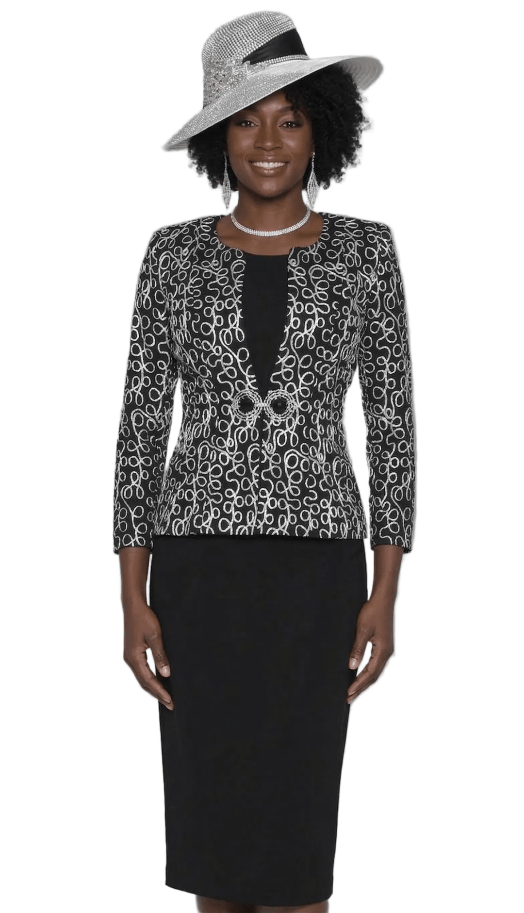 Scroll - Embroidered Jacket & Sheath Set by Lily & Taylor - Especially Yours