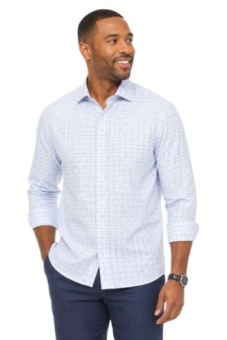 Men’s 100% Linen Long Sleeve Checkered Button - Down Shirt - Especially Yours