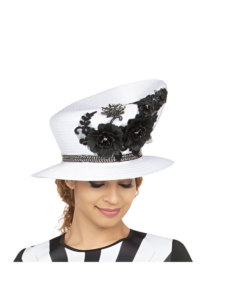 Small Brim 2 - tone Embellished Ribbon Hat - Especially Yours
