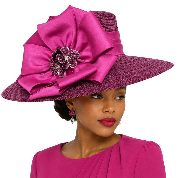 Carmen Wide Brim Satin Bow Church Hat - Whittall & Shon - Especially Yours