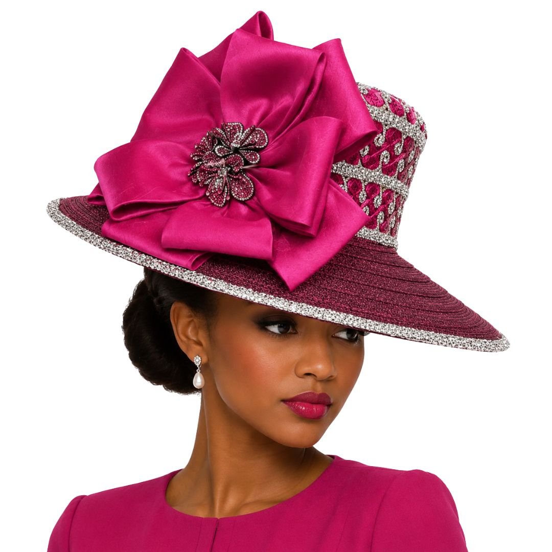Maggie Slanted Brim Crystal Church Hat - Whittall & Shon - Especially Yours