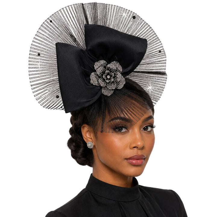 Midnight Rose Pleated Disc Fascinator - Whittall & Shon