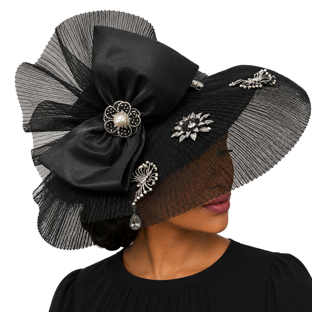 Duomo Pleated Illusion Wide Brim Church Hat - Whittall & Shon - Especially Yours