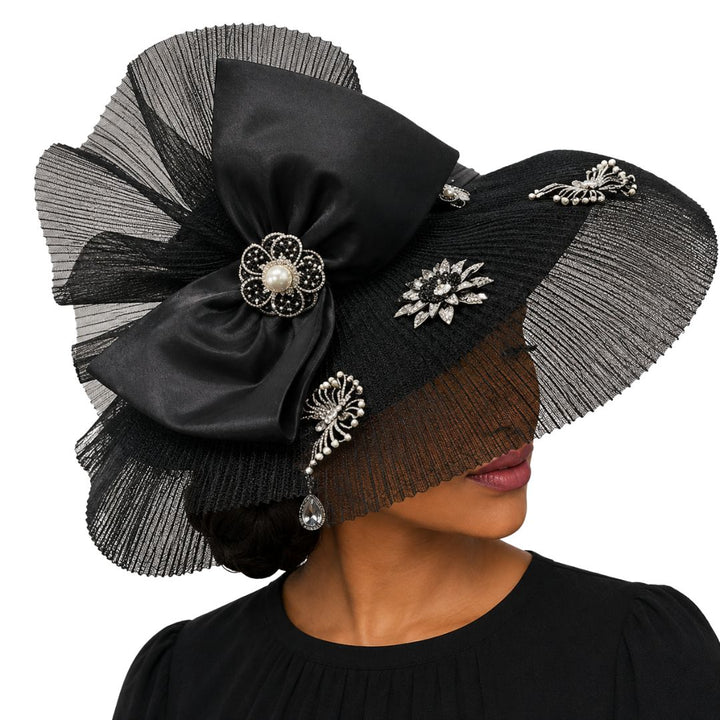 Duomo Pleated Illusion Wide Brim Church Hat - Whittall & Shon - Especially Yours