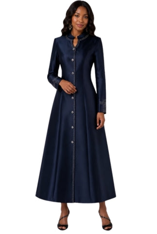 Satin Cassock Robe with Rhinestone Button Front - 4445