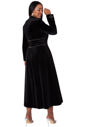 Plus Size Velvet Church Robe with Crystal Trim -41031W