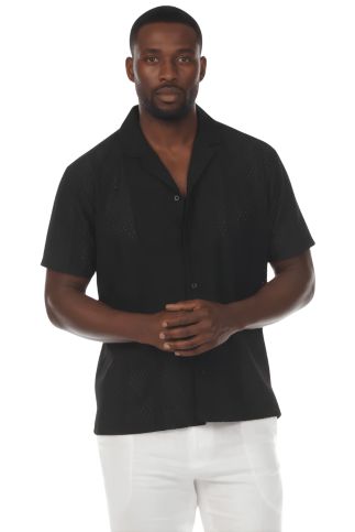 Men's Textured Button Down Knit Shirt