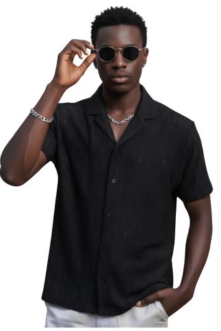Men's Diamond Textured Button Down Knit Shirt