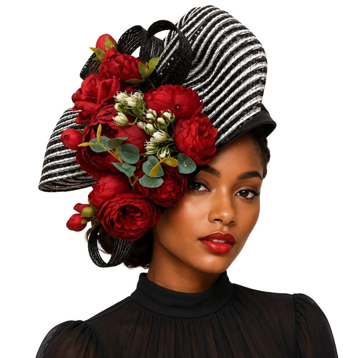 Cascade Striped Floral Church Hat - Whittall & Shon - Especially Yours