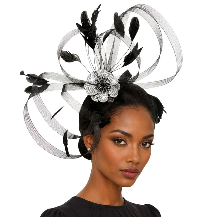 Maribel Crystal Flower Crinoline Loop Fascinator - Whittall & Shon